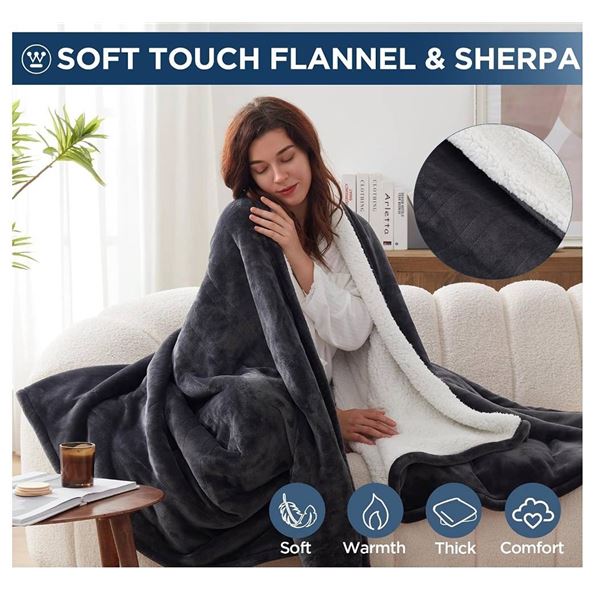 Westinghouse 84x90in Warming Blanket Flannel Electric Grey