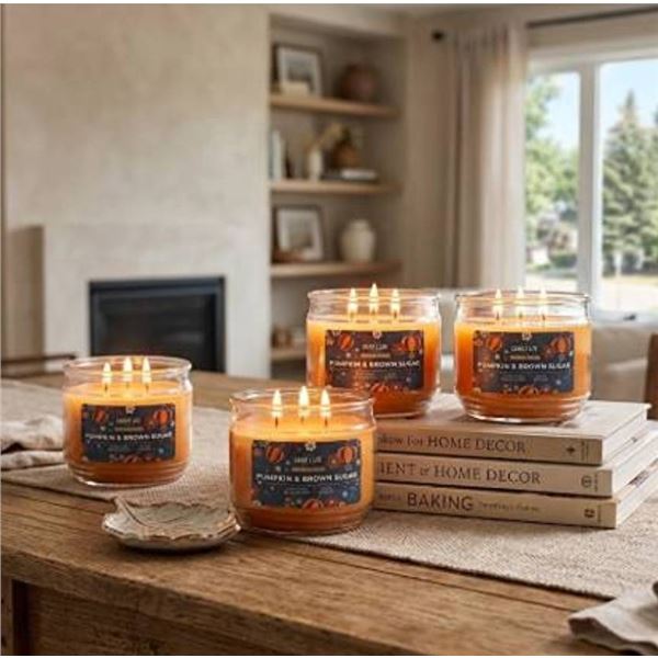 Candle-lite Fall Pumpkin & Brown Sugar Scented Candles, Case of 4