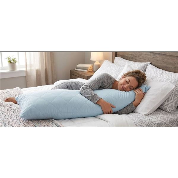 Light Blue Quilted Body Pillow