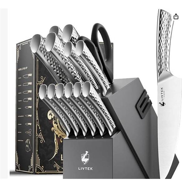 LIVTEK Milky Way 15-Piece Set German High-Carbon Stainless Steel with Built-in Sharpener - Full Tang