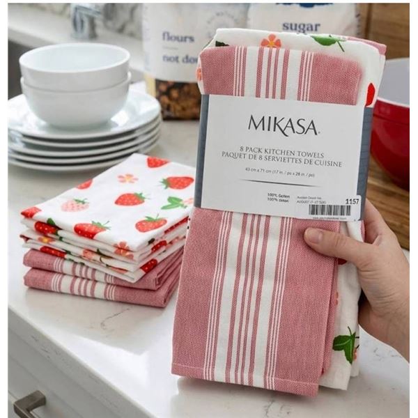 Mikasa 8 Pack Cotton Kitchen Towels