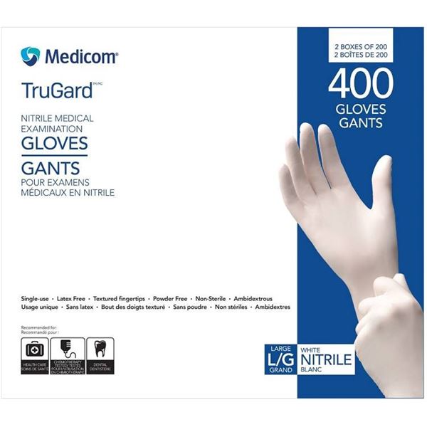 Medicom TruGard Nitrile Gloves Size Large 400 Pack