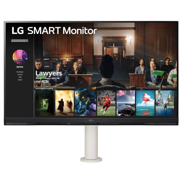 LG 32" webOS Smart Monitor 4K UHD (3840x2160) with Ergonomic Stand, Magic Remote Control, USB-C 65W 