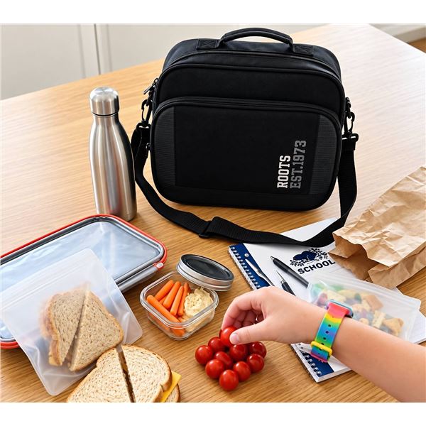 Roots Black Lunch Bags Lot of Two