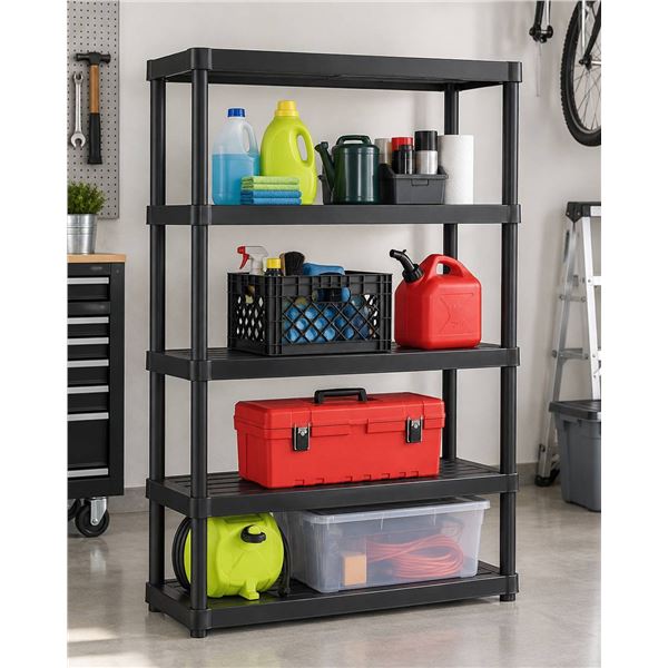 RAMTUFF 5-Shelf Resin Storage Unit 35.8 x 17.5 x 73 in