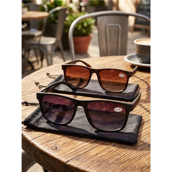 Prescription +1.50 Sunglasses With Pouches, Lot of 2