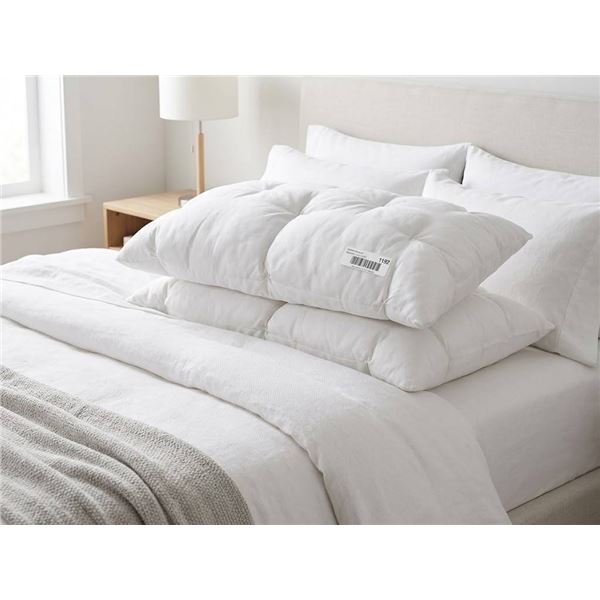 2 White Tufted Queen Size Pillows