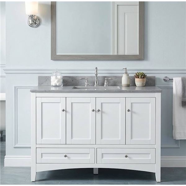 Homebase 48" Edinburgh Vanity White With Cultured Marble Top *Color May Vary From Stock*