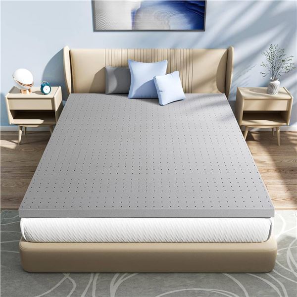 BedStory 2 Inch Bamboo Charcoal & Gel Memory Foam Topper, Queen Sized