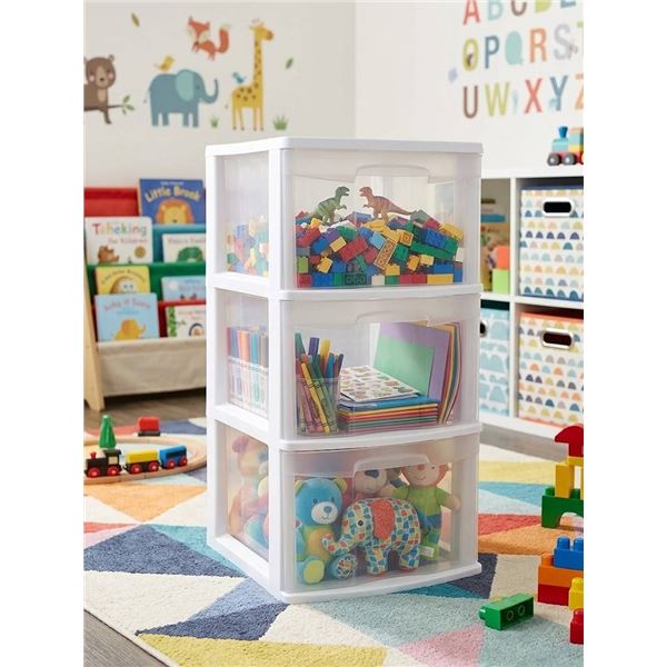 Gracious Living 3-Drawer Plastic Storage Unit with Removable Casters 13x23x12 in