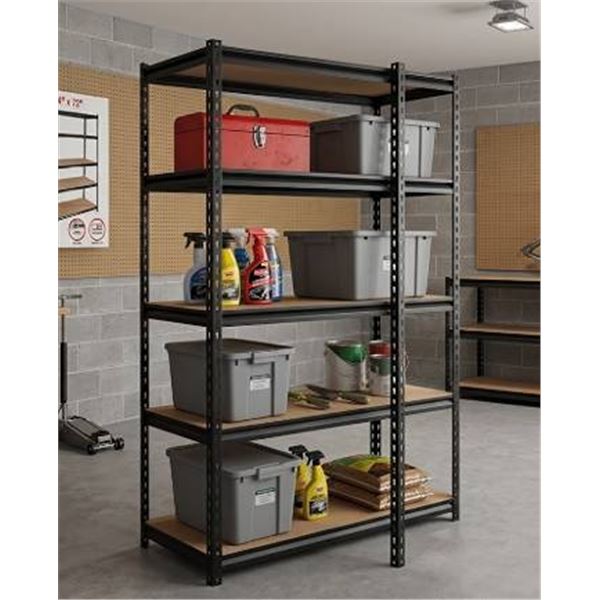 Homebase 5-Tier Metal Shelf 48x24x72 Inch Black