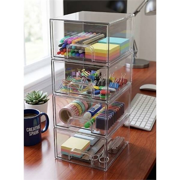 Clear Acrylic 4-Drawer Storage Organizer 7.25x6x4.5 in