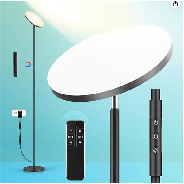 Brightech SKY LED Torchiere Floor Lamp Gunmetal Black