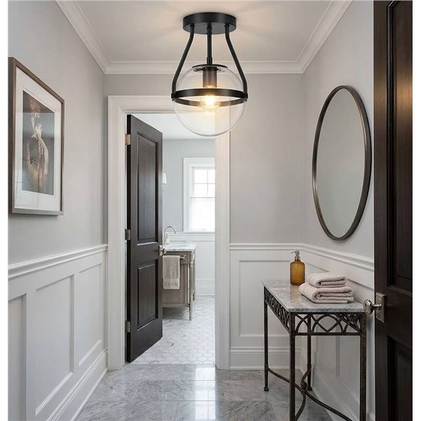 Bagood 6" Globe Semi Flush Mount Ceiling Light Fixture