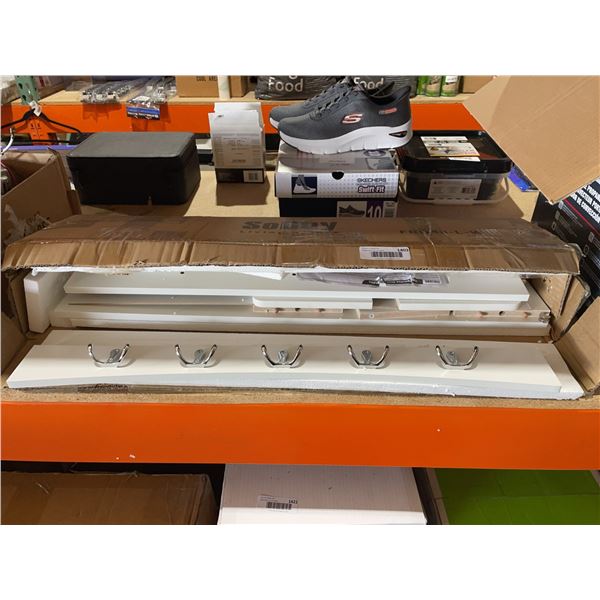 SoBuy FRG48-L-W Wall Shelf With Hooks and Cubbies
