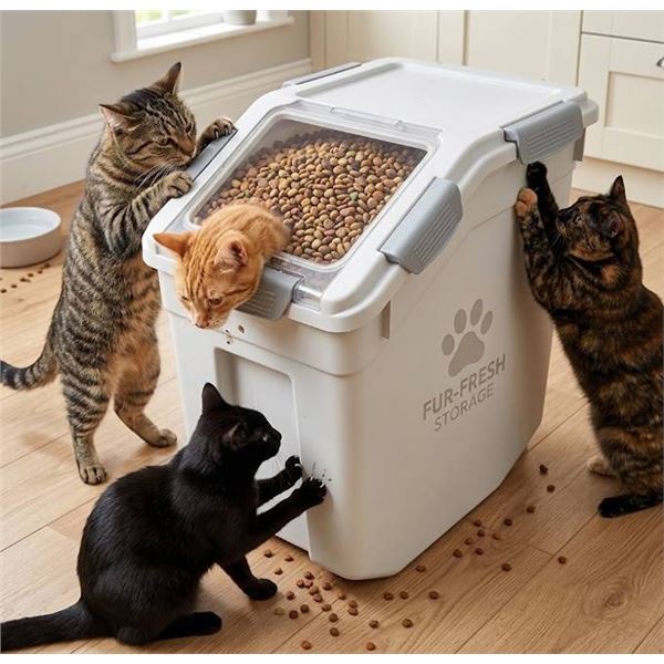 White Plastic Food Storage Bin with Lid