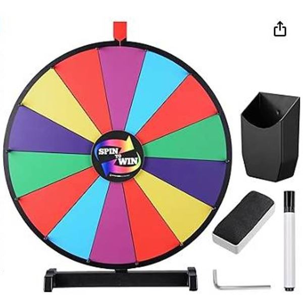 T-SIGN 18" Tabletop Spinning Prize Wheel, 14 Slots, Black