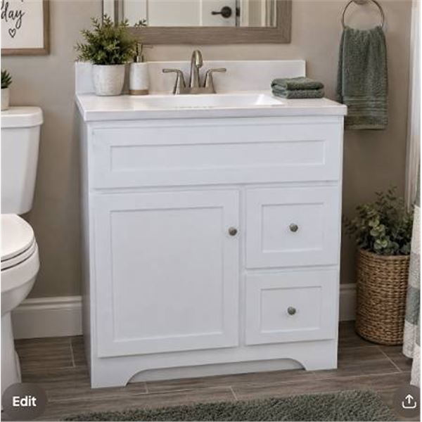 Homebase 30" Madeline Vanity White No Countertop