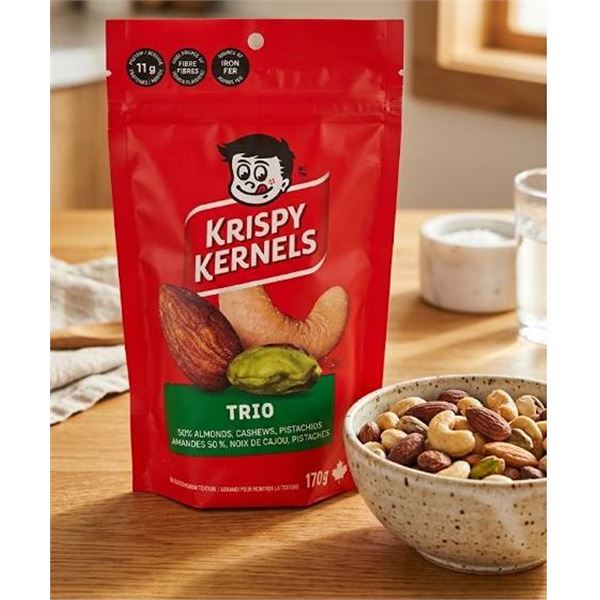 Krispy Kernels Trio Almonds Cashews Pistachios 8 x 170g