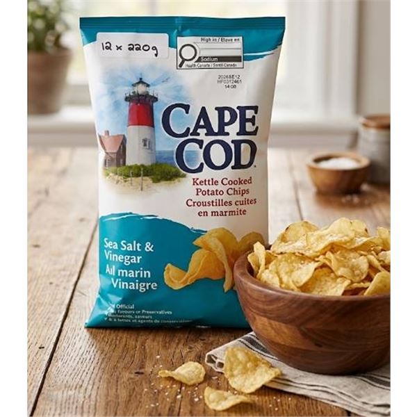 Cape Cod Sea Salt & Vinegar Kettle Chips 12X220g