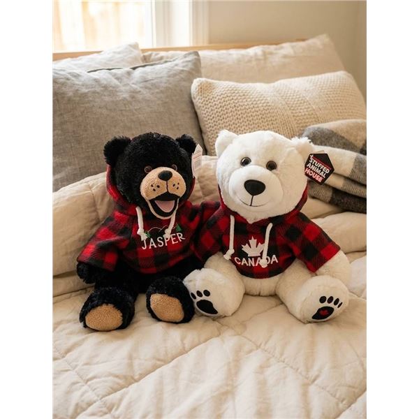 Canada Souvenir Plush Bears with Hoodies Set of 2