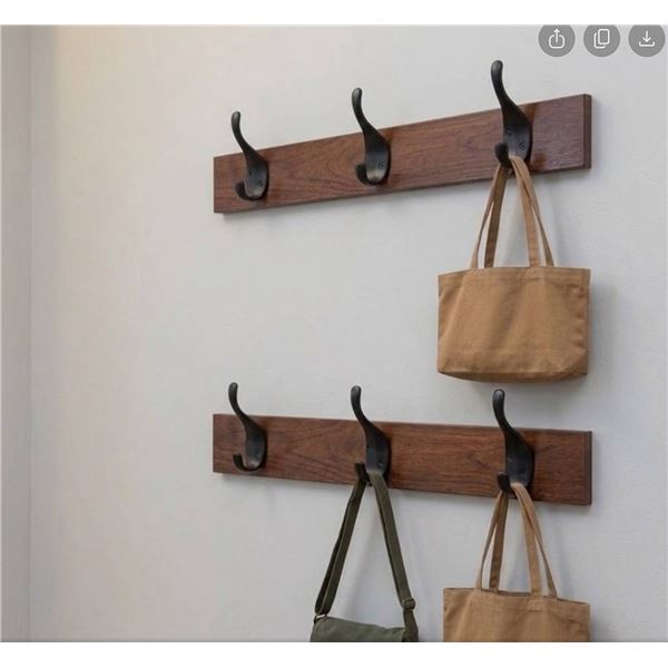 Amazon Basics Wall Mounted Coat Rack, 3 Hook, Espresso, 2 Pack