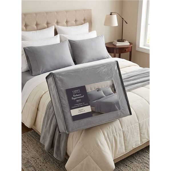 Comfy Bamboo World 4 Piece Queen Sheet Set Grey