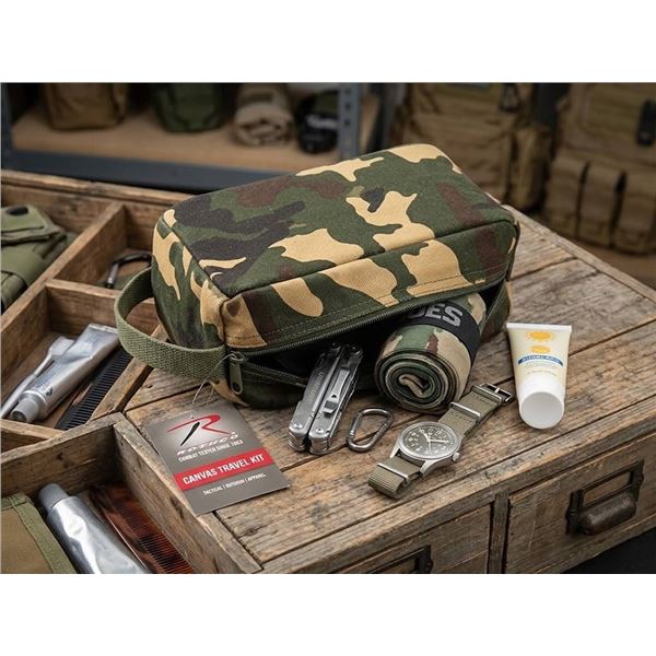 Rothco Woodland Camo Cotton Canvas Travel Kit