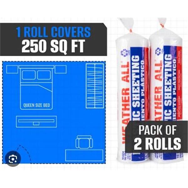 Polytarp Plastic Sheeting 10' x 25' 2 Rolls