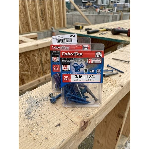 CobraTap Concrete Screws 3/16 x 1-3/4 in Boxes of 25