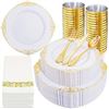 Image 1 : PRESTEE 350-Piece Gold Dinnerware Set