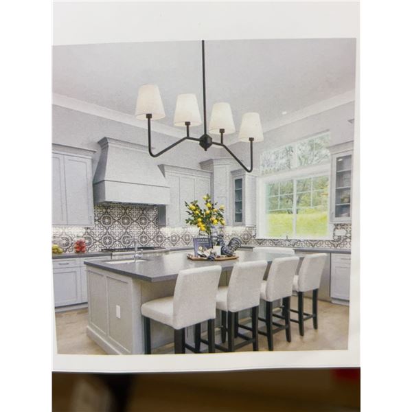 Modern Six-Light Chandelier, Black Metal, 54x34x16 cm