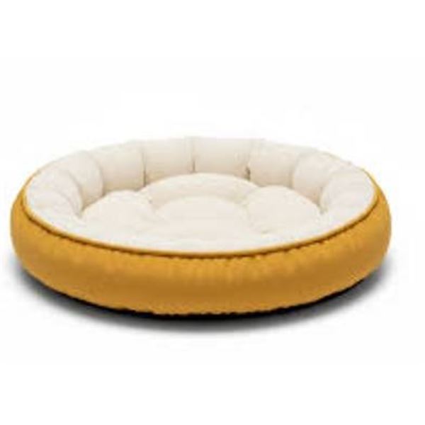 Round Dog and Cat Bed Plush Cushion Yellow
