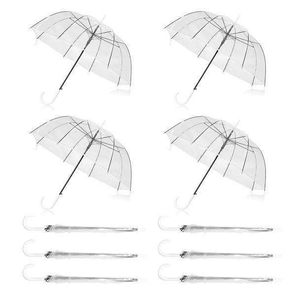 6 Clear Wedding Umbrellas 46 Inch Canopy