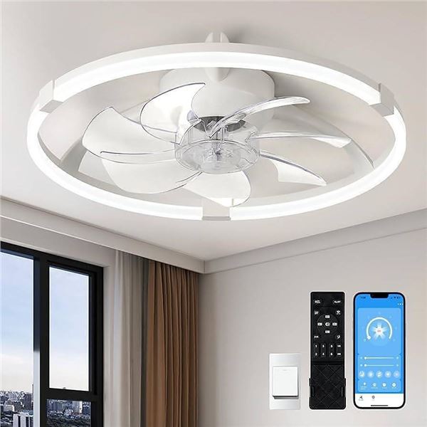 Linboro Low Profile Ceiling Fan with Light White