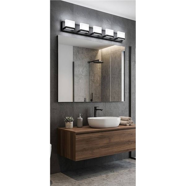 Tipace 5-Light Modern Black LED Vanity Fixture
