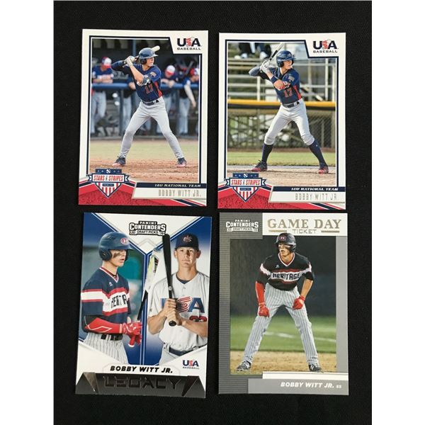 LOT OF 4 BOBBY WITT JR BASEBALL ROOKIE CARDS
