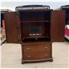 Image 5 : SOLID WOOD WOOD ARMOIRE/MEDIA WARDROBE - LOTS OF STORAGE (MATCHES KING BED IN LOT 1)