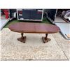 Image 11 : VINTAGE SOLID WOOD DOUBLE-PEDESTAL DINING TABLE WITH TWO LEAVES