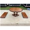 Image 1 : VINTAGE SOLID WOOD DOUBLE-PEDESTAL DINING TABLE WITH TWO LEAVES