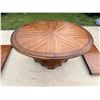 Image 3 : VINTAGE SOLID WOOD DOUBLE-PEDESTAL DINING TABLE WITH TWO LEAVES