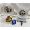 Image 1 : MID-CENTURY HUMPHREY WALL-MOUNTED GAS LAMPS WITH PYREX GLOBES; LOT OF 2