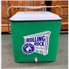 Image 1 : VINTAGE ROLLING ROCK EXTRA PALE BEER GREEN METAL ADVERTISING ICE CHEST COOLER WITH A WHITE LID