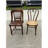 Image 1 : VINTAGE CHAIRS - BENTWOOD CAFÉ CHAIR AND BANKER’S CHAIR; LOT OF 2