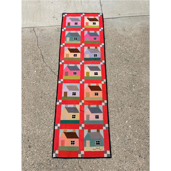 VINTAGE 100% WOOL CLAIRE MURRAY HAND-HOOKED WOOL RUNNER RUG