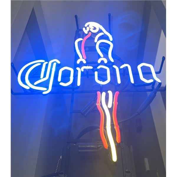 Corona Neon Bar Light Featuring Parrot Design, One of a Kind