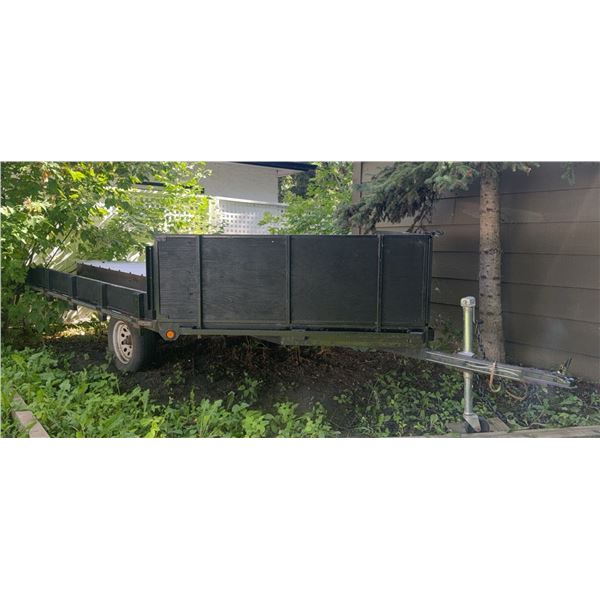 Single-Axle Utility Trailer with Wood Sides and Metal Tongue