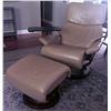 Image 1 : Ekornes Stressless Leather Recliner with Ottoman and Adjustable Tray Table