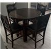 Image 1 : Dark Wood Round Counter-Height Pub Table with 4 Leatherette Chairs