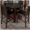 Image 2 : Dark Wood Round Counter-Height Pub Table with 4 Leatherette Chairs
